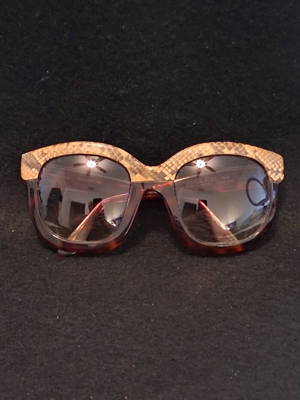VTG Emmanuelle Khanh 5050 Genuine Snakeskin Tortoise Oversized Sunglasses France